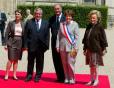- 60ème anniversaire du débarquement en Normandie - le Président de la République et Mme Jacques Chirac, accueillent les membres des délégations étrangères invitées (Hôtel de ville)