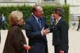 - 60Ã¨me anniversaire du dÃ©barquement en Normandie - le PrÃ©sident de la RÃ©publique et Mme Jacques Chirac, accueillent les membres de ... - 3