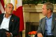 - Sommet des chefs d'Etat et de gouvernement du G8 - entretien du Président de la République avec M. George W. Bush, Président des Etats Unis d'Amérique