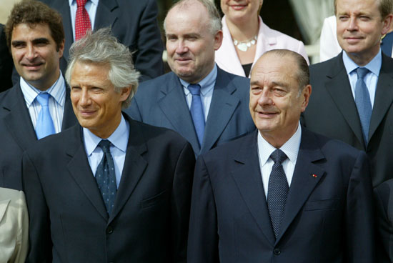 Le Président de la République, M. Jacques CHIRAC, et M. Dominique de VILLEPIN, Premier ministre.